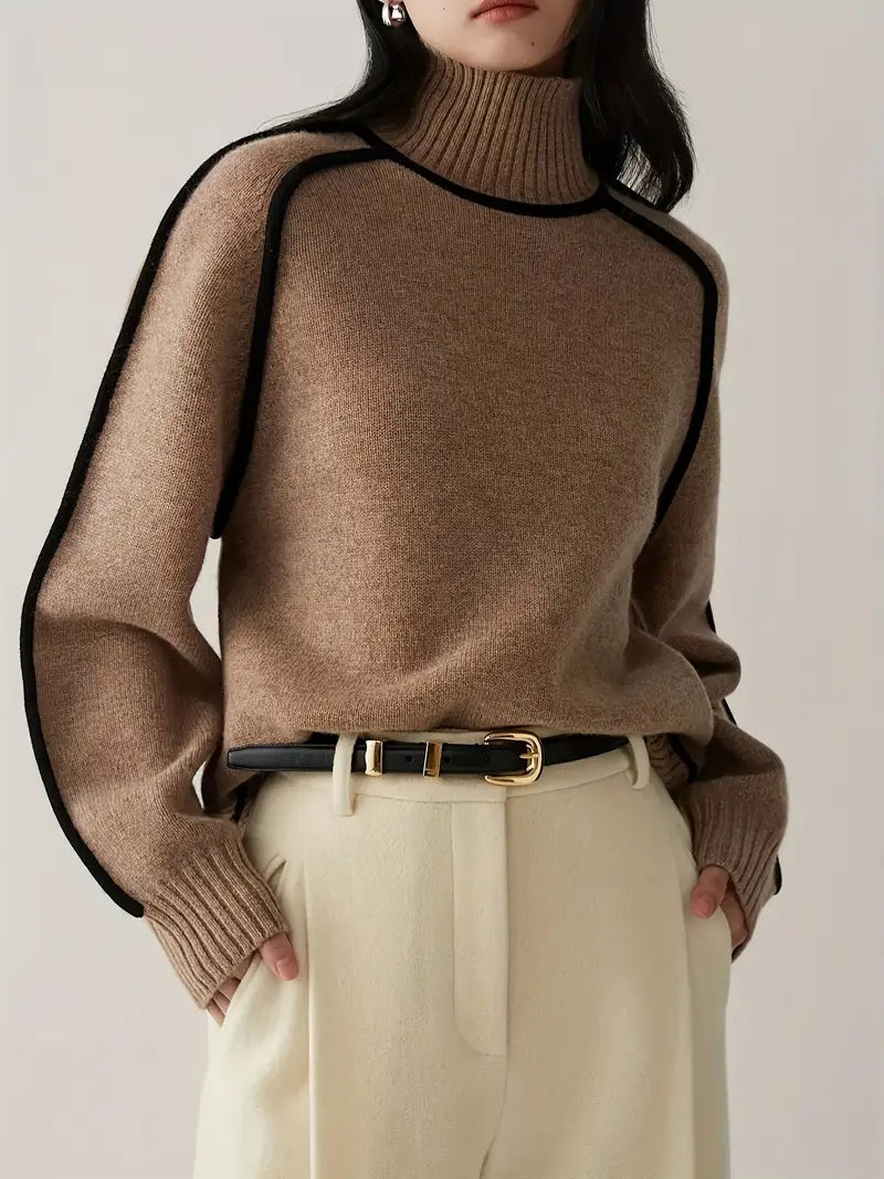 Maglione Collo Alto Misto Lana | Dettaglio Contrasto | Fit Comodo