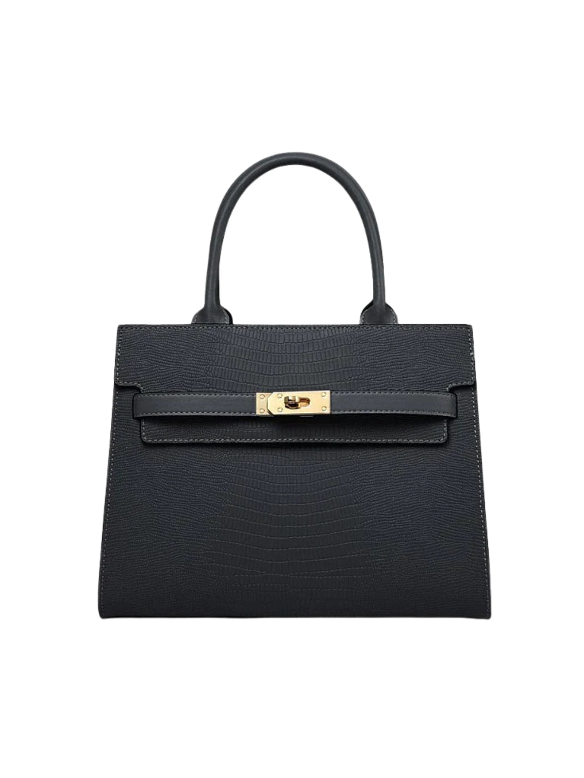 Borsa Maestria in Pelle Strutturata | Chiusura a Turn-Lock Oro