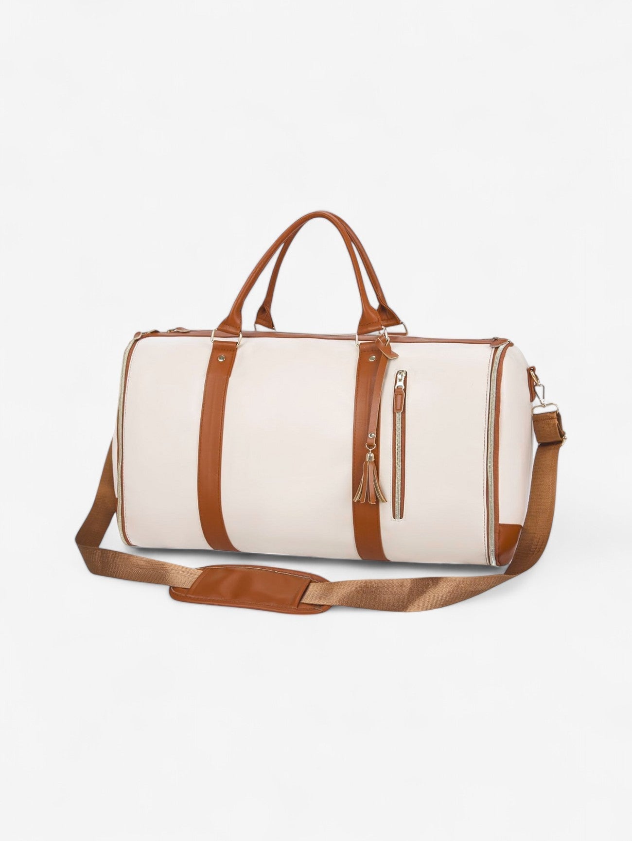 Borsa weekender Altrove in crema e marrone