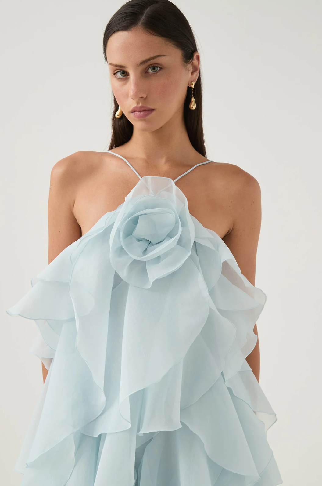 Abito Livora Maxi Ruffled | Halterneck | Chiffon Strato