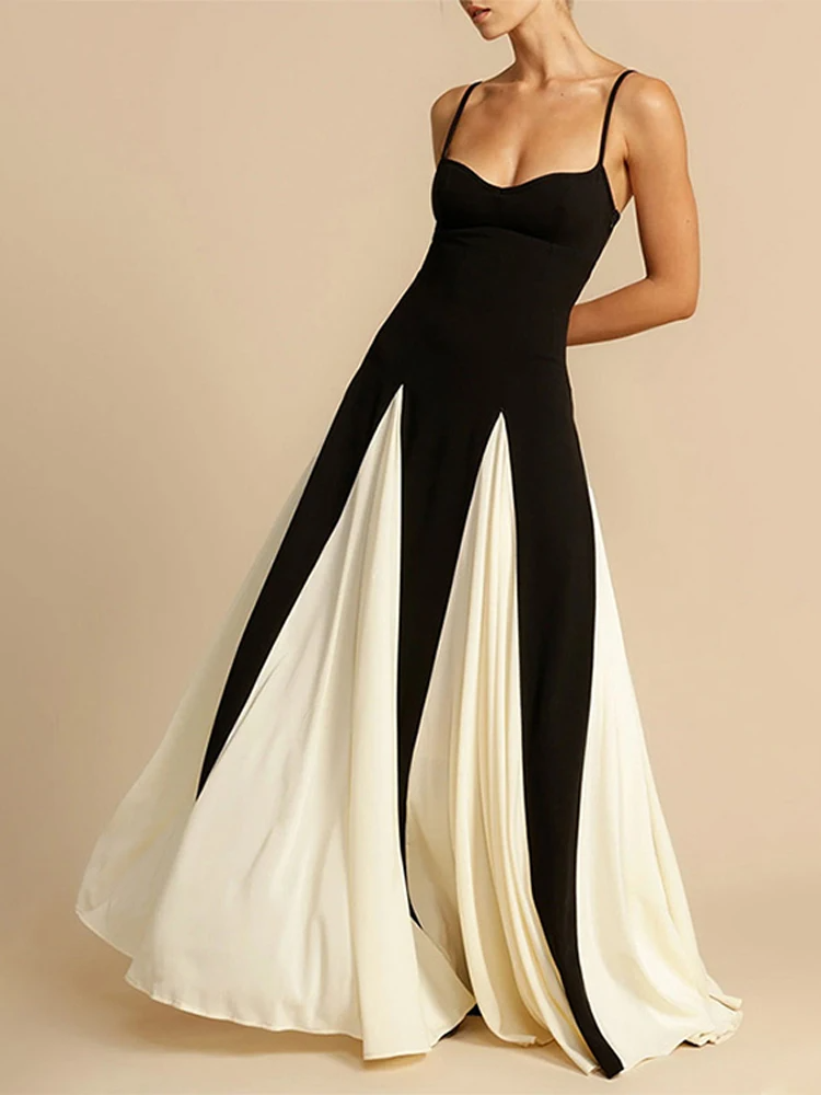 Abito Maxi Angélique | Due Tonalità Fit and Flare, Spaghetti Straps