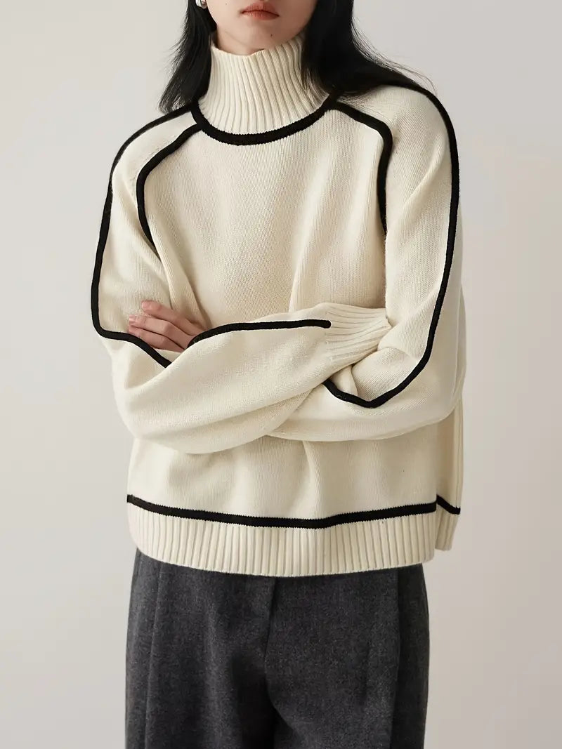 Maglione Collo Alto Misto Lana | Dettaglio Contrasto | Fit Comodo