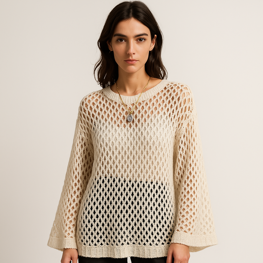 Maglione Aperto in Maglia | Texture Crochet | Leggero Estivo