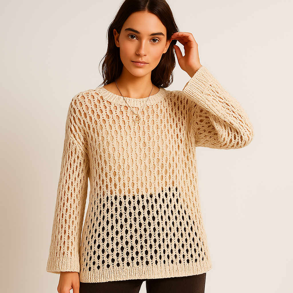 Maglione Aperto in Maglia | Texture Crochet | Leggero Estivo