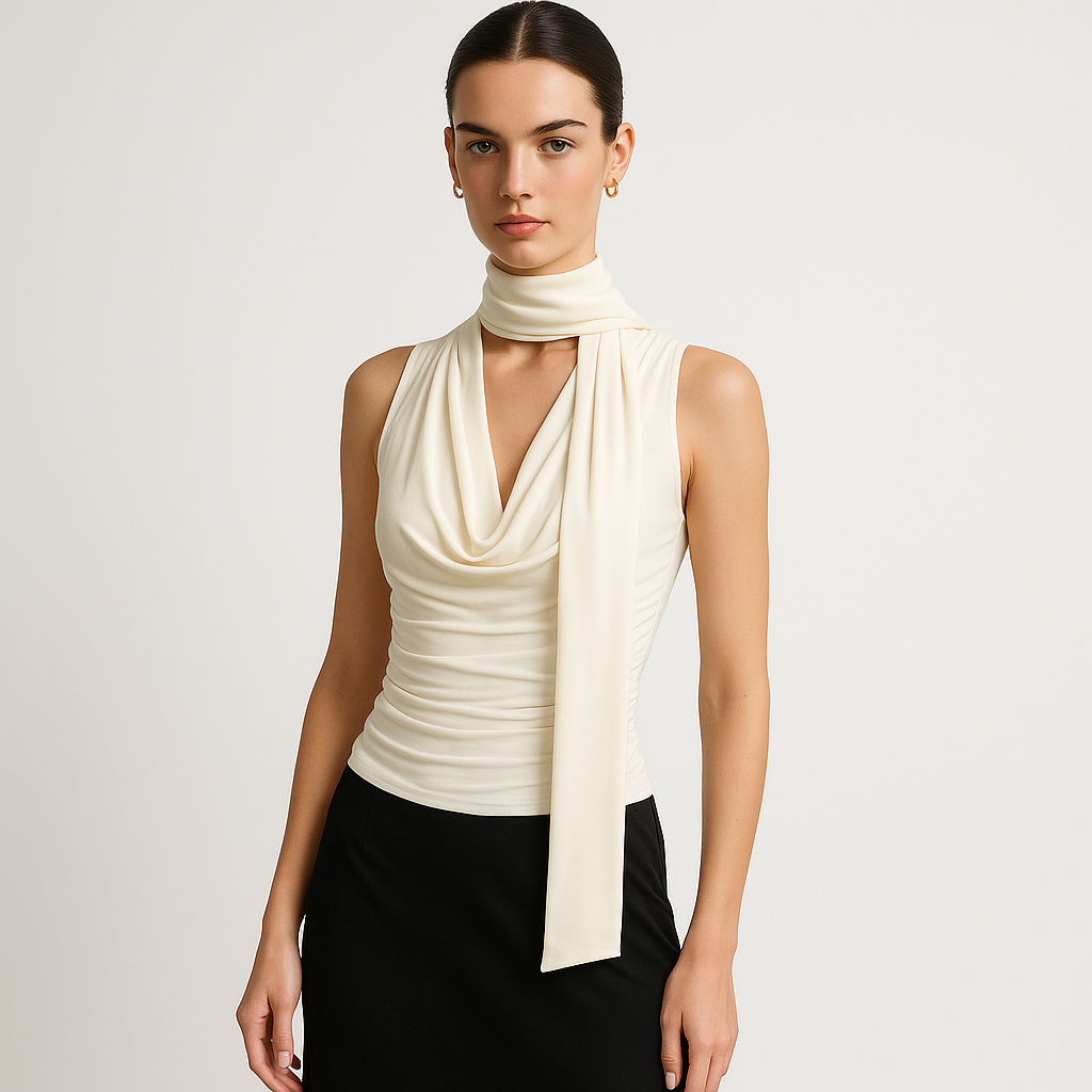 Top Draped Halter | Dettaglio Scollo Scarf