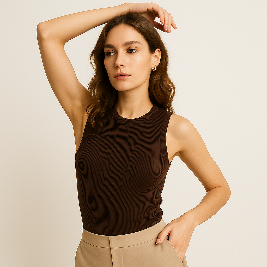 Top in Maglia Ribattuta | Fit Scolpito | Design Minimalista