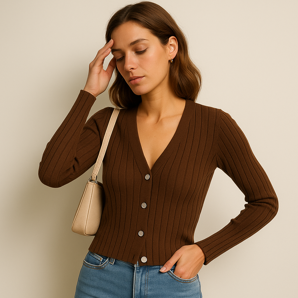 Cardigan Ribbed | Scollo a V | Slim Fit