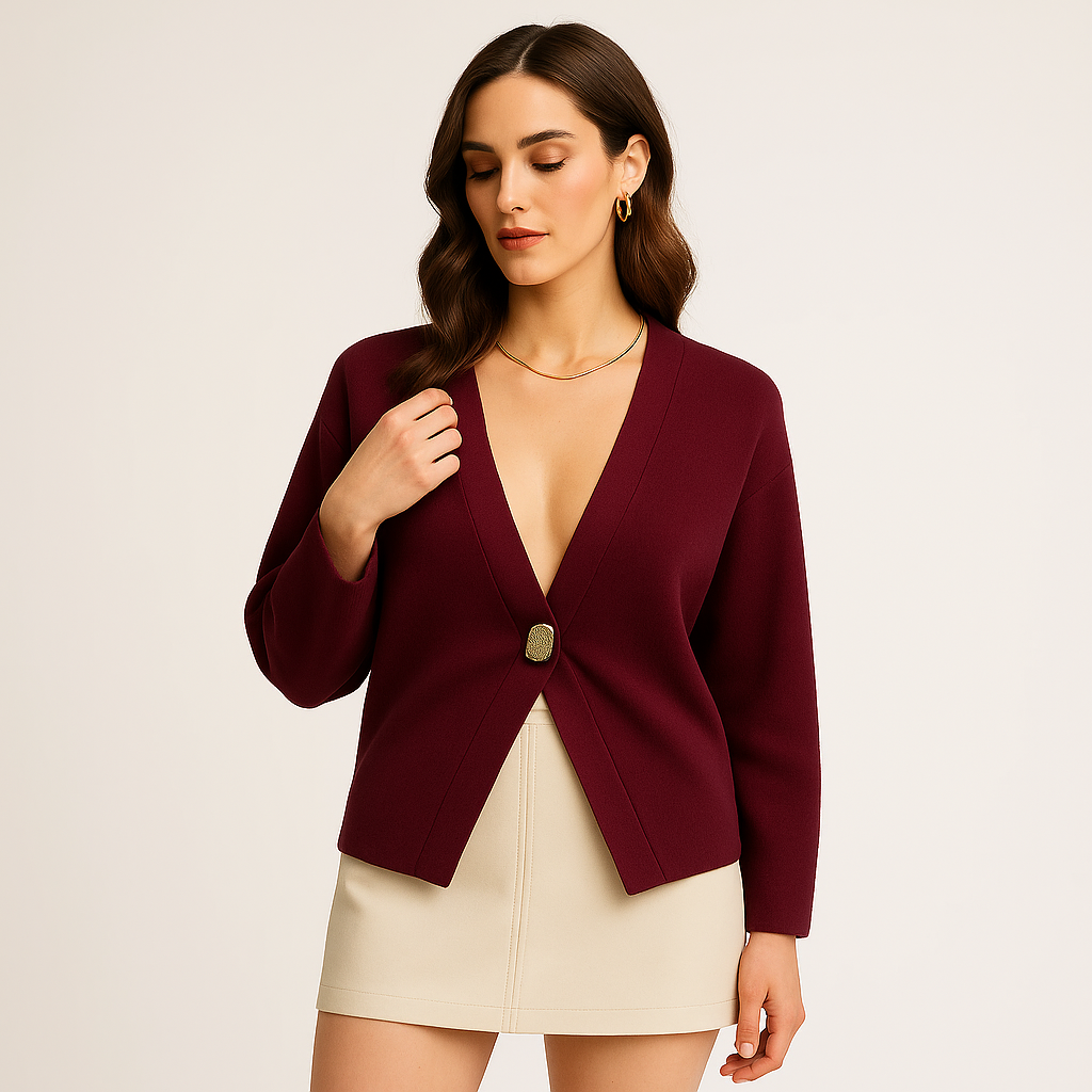 Cardigan Gold Bottone Minimalista | Scollo V Profondo | Maglia Moderna