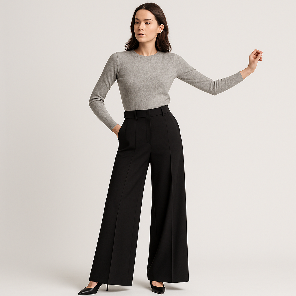 Pantaloni Palazzo Alta Vita | Twill Strutturato | Silhouette Moderna Raffinata