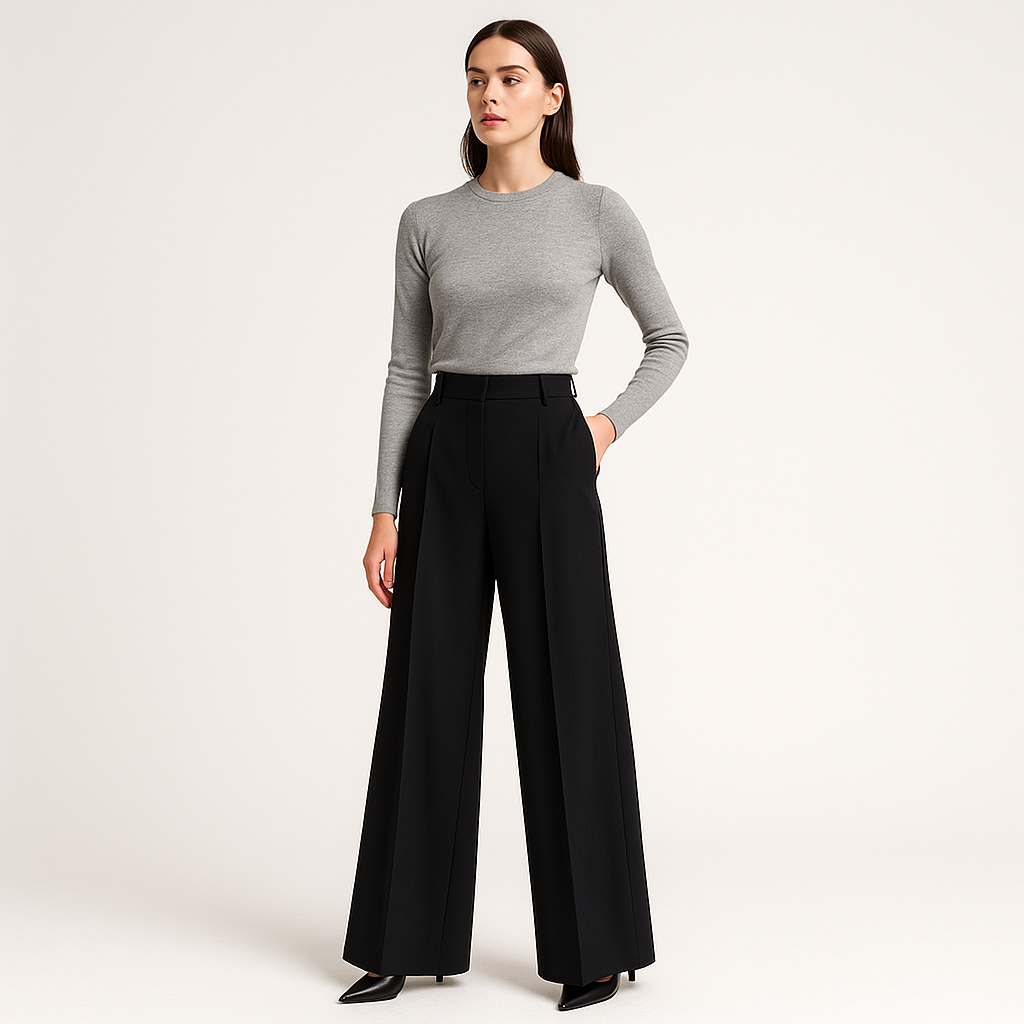 Pantaloni Palazzo Alta Vita | Twill Strutturato | Silhouette Moderna Raffinata