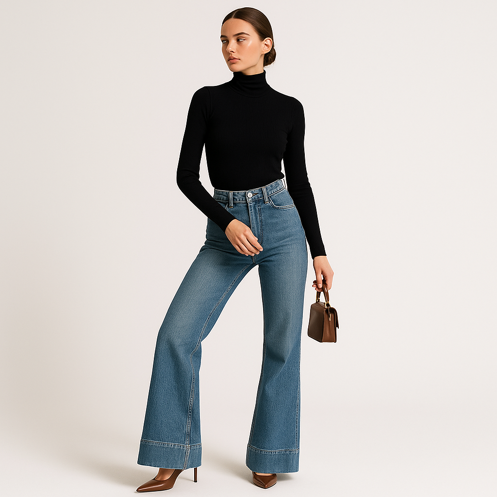Jeans Flared Alti | Denim Strutturato | Collezione Essenza