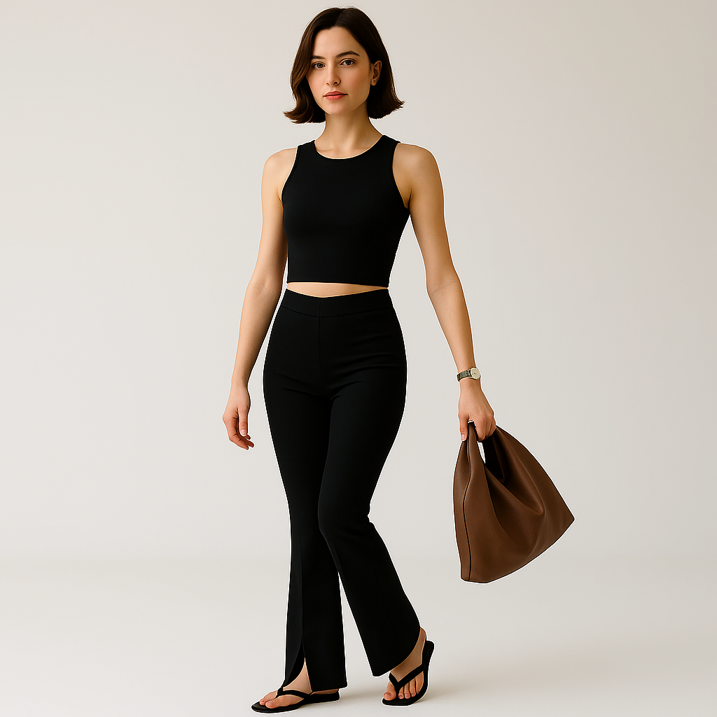 Pantaloni Slim Fit con Spacco | Silhouette Scolpita | Minimalista Moderno