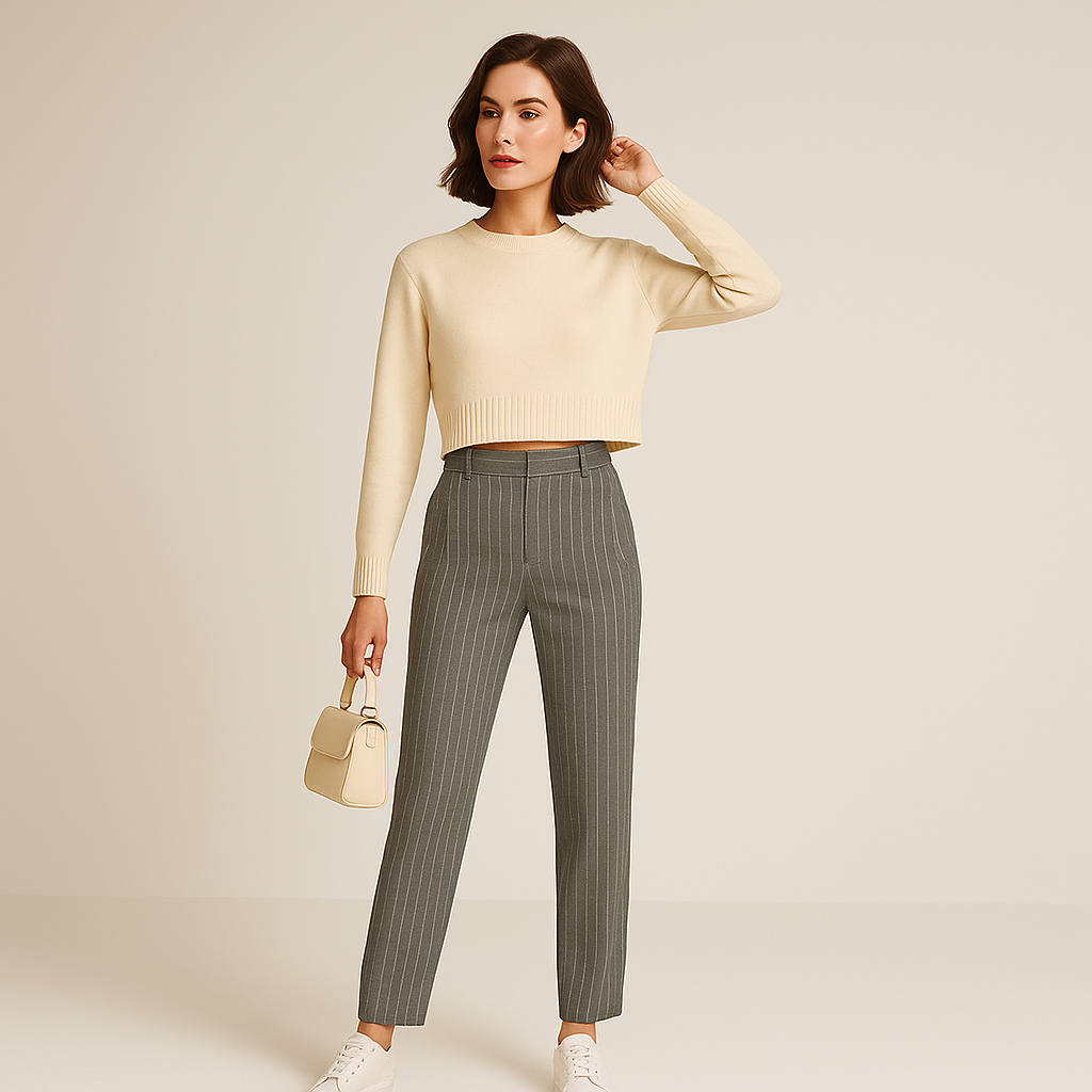 Pantaloni Relaxati a Righe | Vita Elastica | Tailoring Moderno