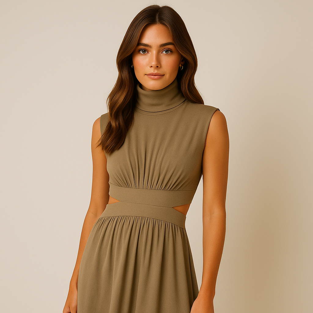 Abito Maxi Eden | Collo Alto | Misto Cotone | Silhouette Moderna