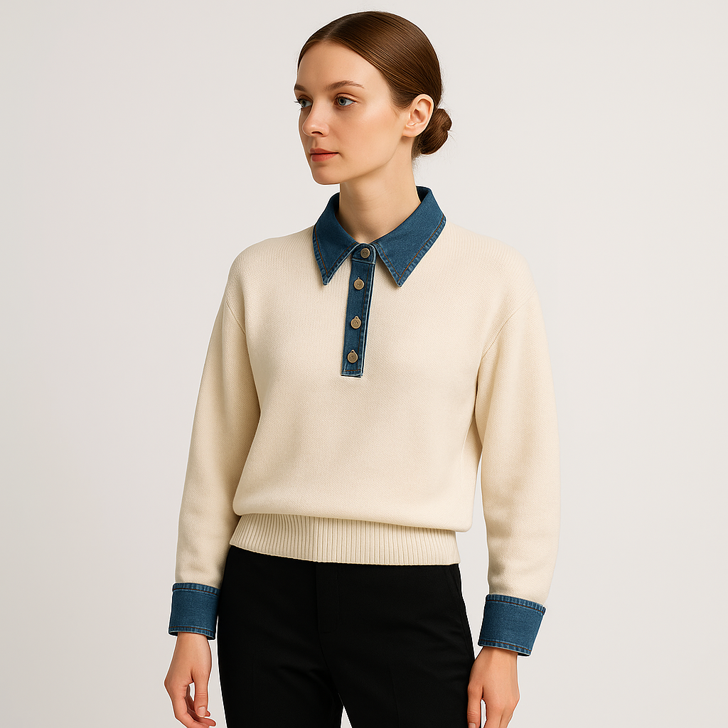 Maglione Denim Contrasto | Cotone Misto | Streetwear Moderno