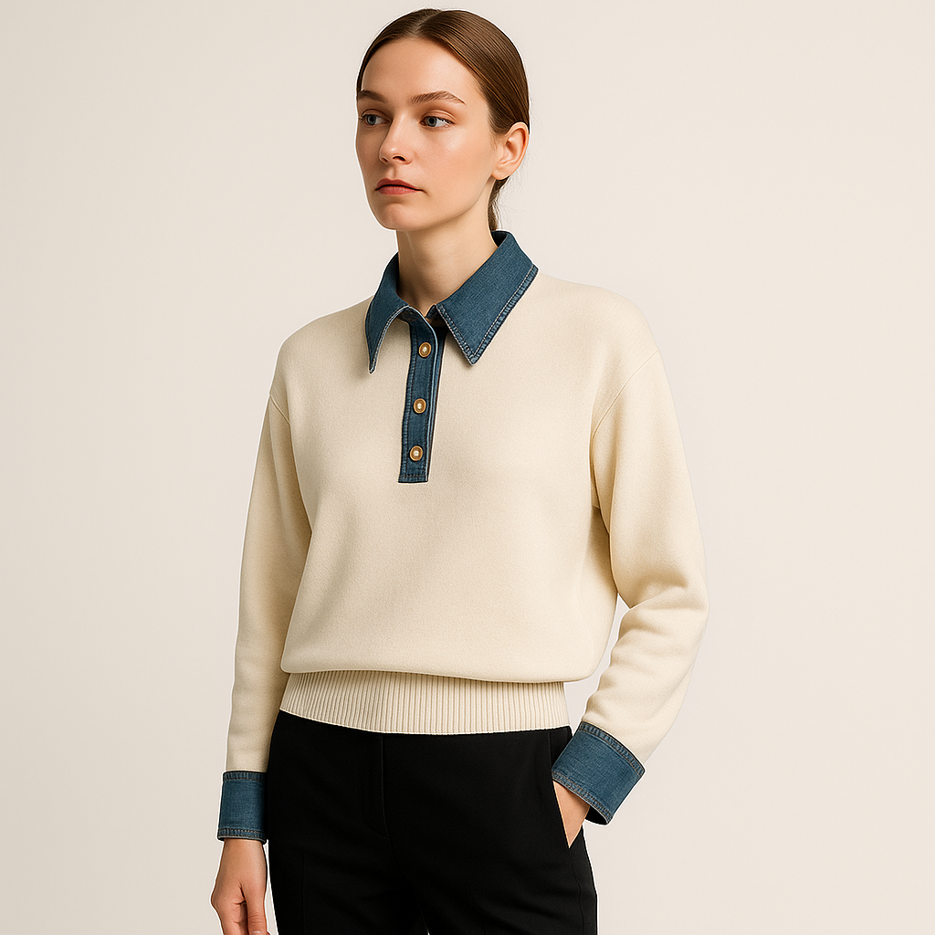 Maglione Denim Contrasto | Cotone Misto | Streetwear Moderno