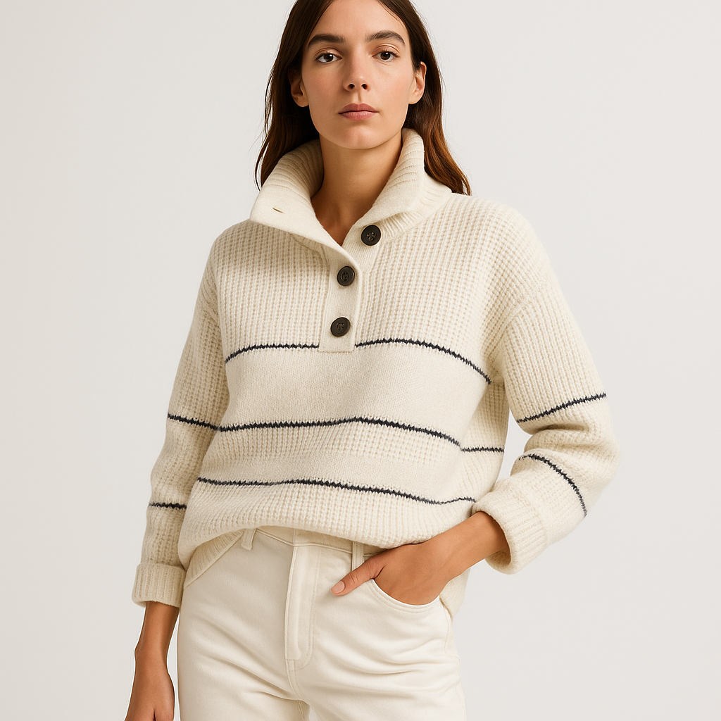 Maglione striato Marine in cotone cream