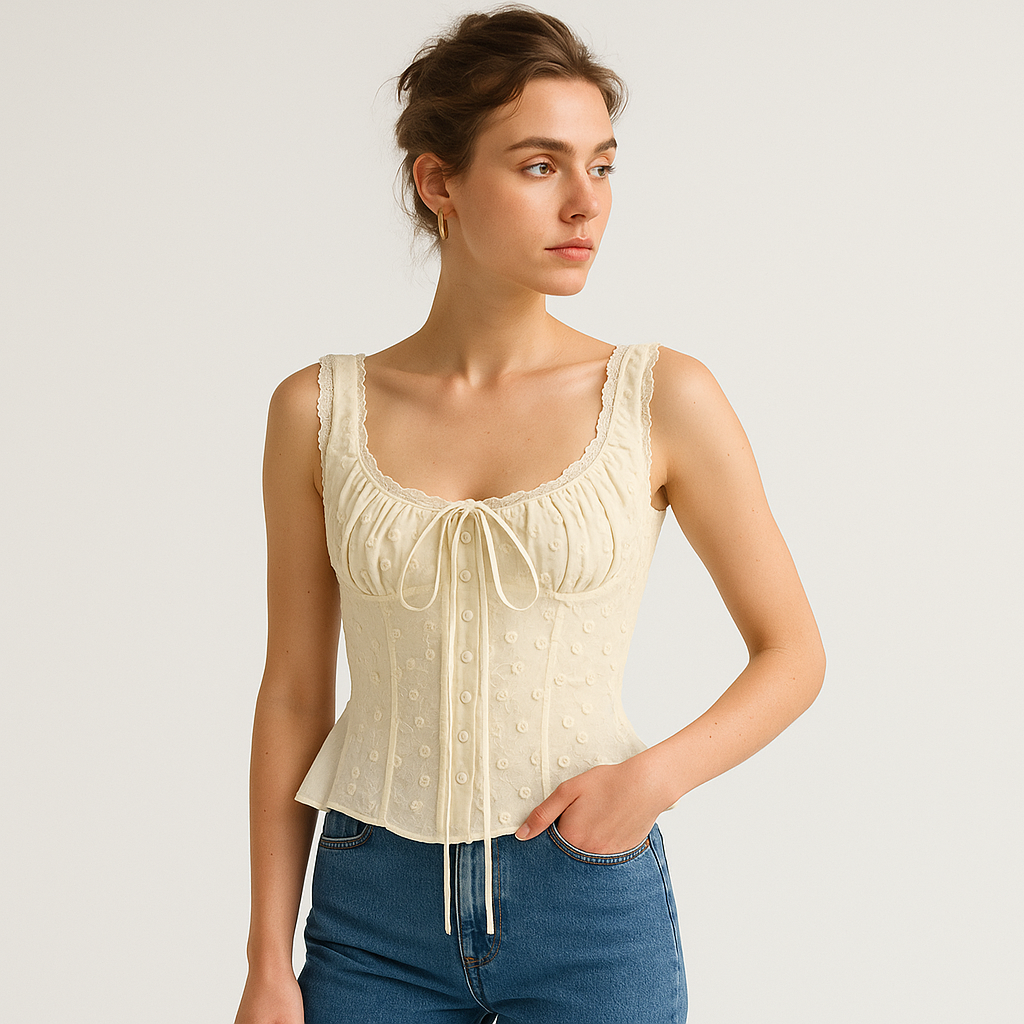 Top Corsetto Ricamato | Spalline in Pizzo | Silhouette Peplum