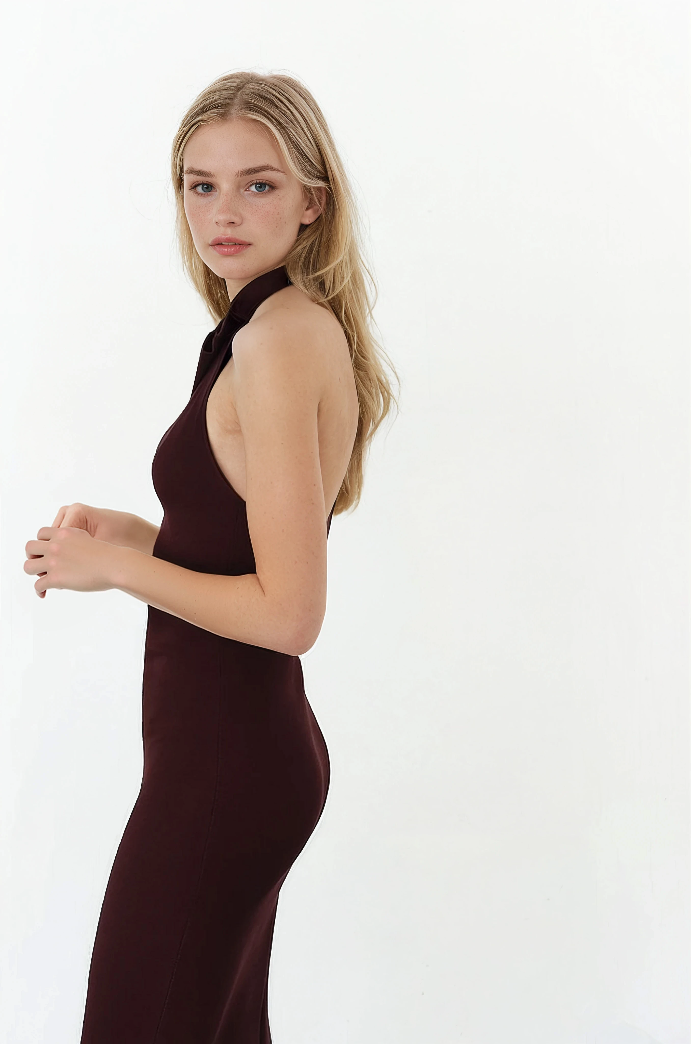 Abito Midi Ombra Halter Neck | Scollo Aperto Slim Fit