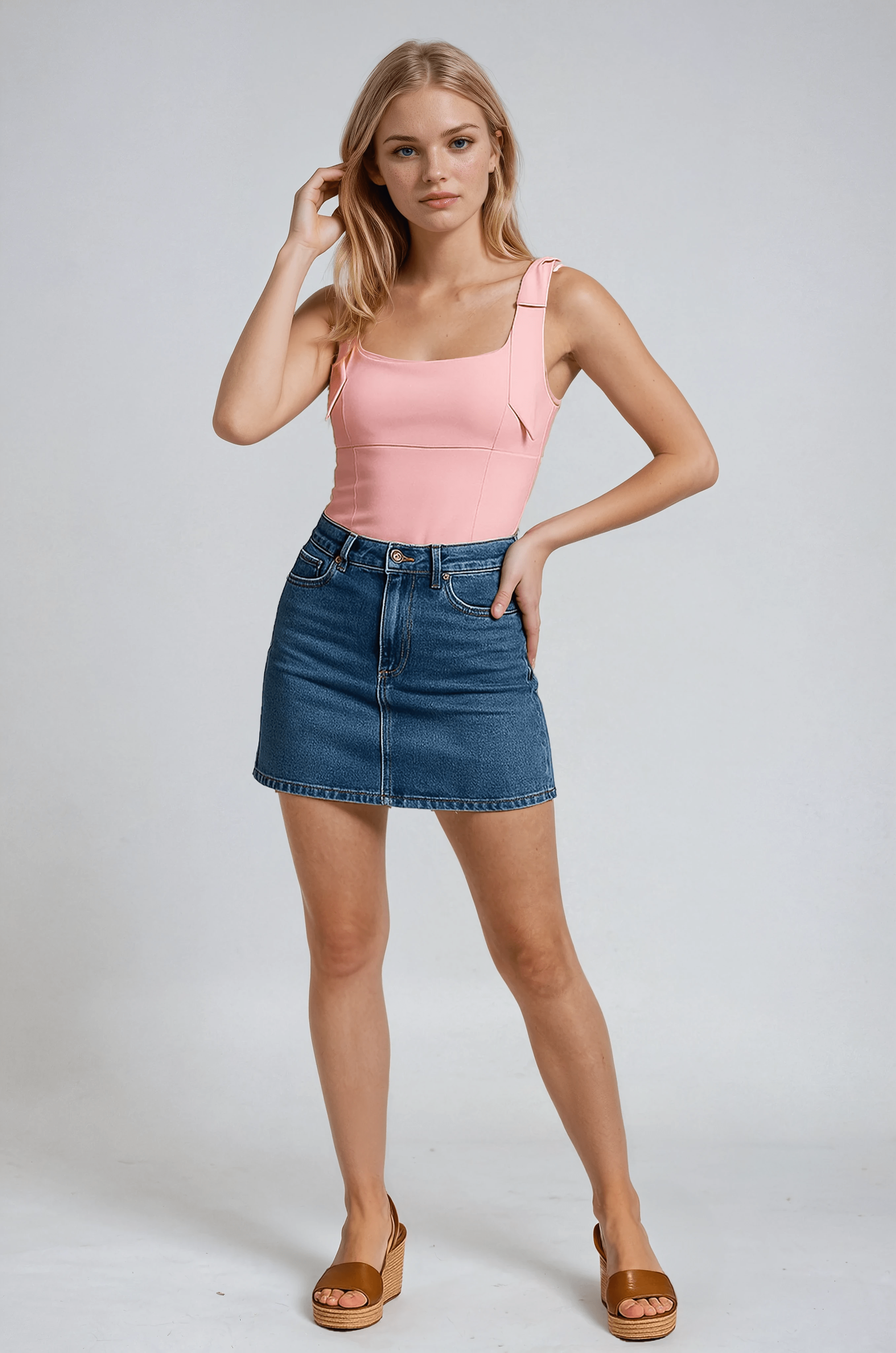 Top Cami Strutturato Essenza | Scollo Quadrato Dettaglio Fiocco Slim Fit