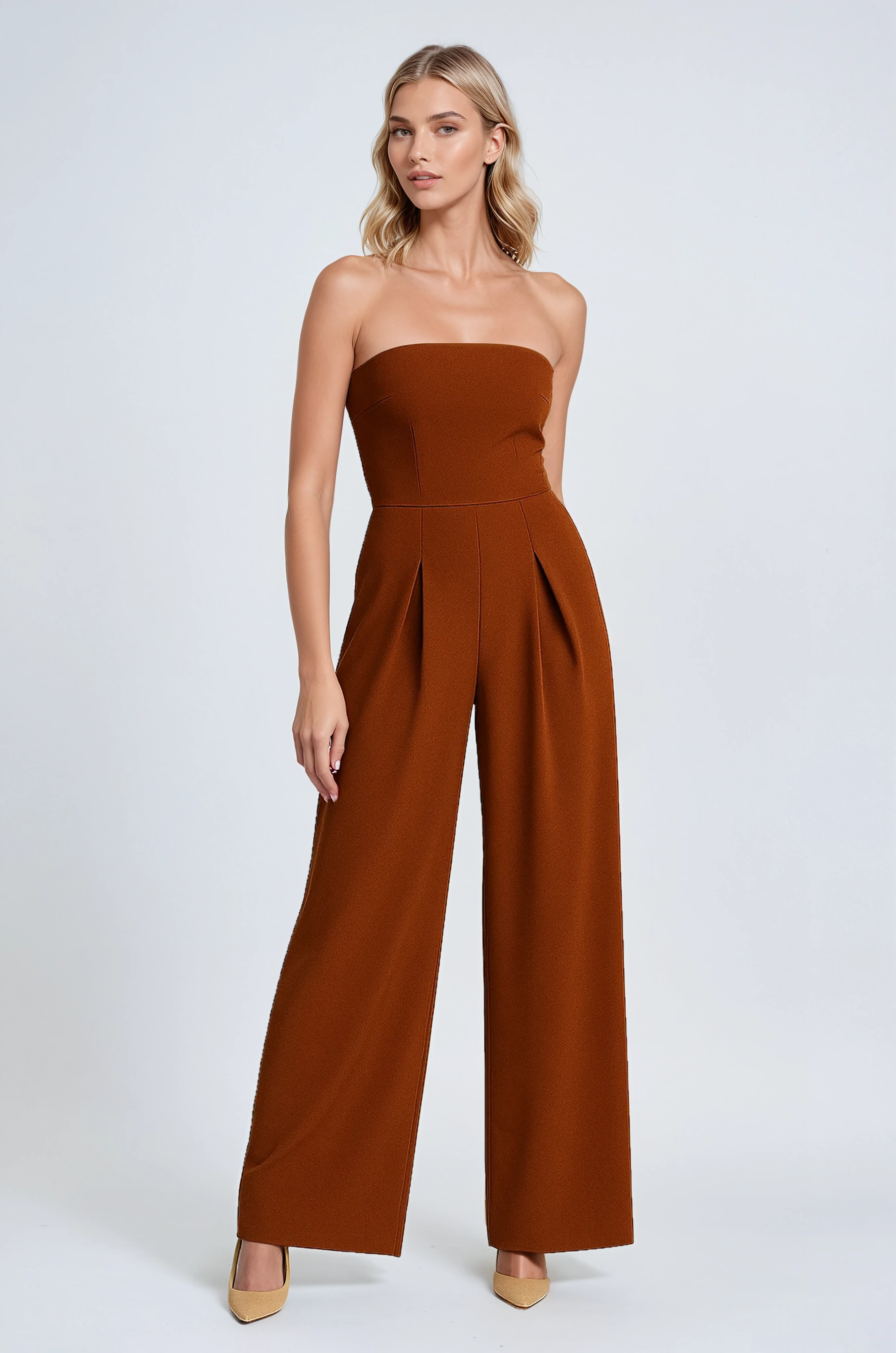 Tuta Senza Spalline Wide Leg | Alta Vita con Corpino Strutturato Estate