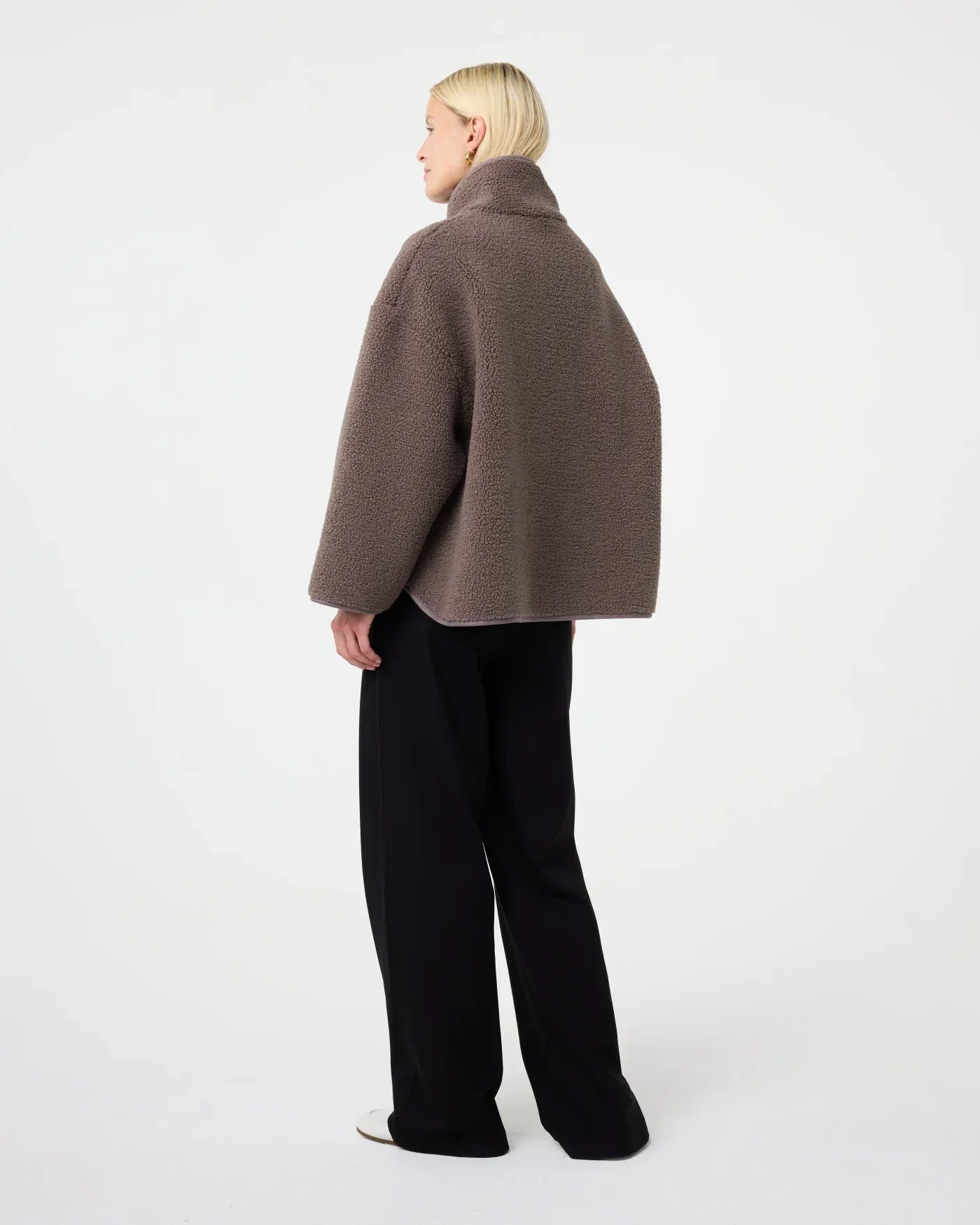 Giacca Faux Shearling con Zip | Collo Alto | Fit Oversized