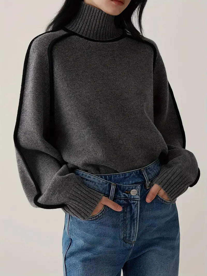Maglione Collo Alto Misto Lana | Dettaglio Contrasto | Fit Comodo