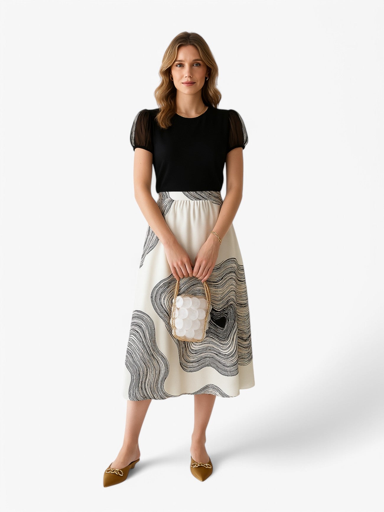 Gonna Midi A-line | Alta Vita | Stampa Astratta
