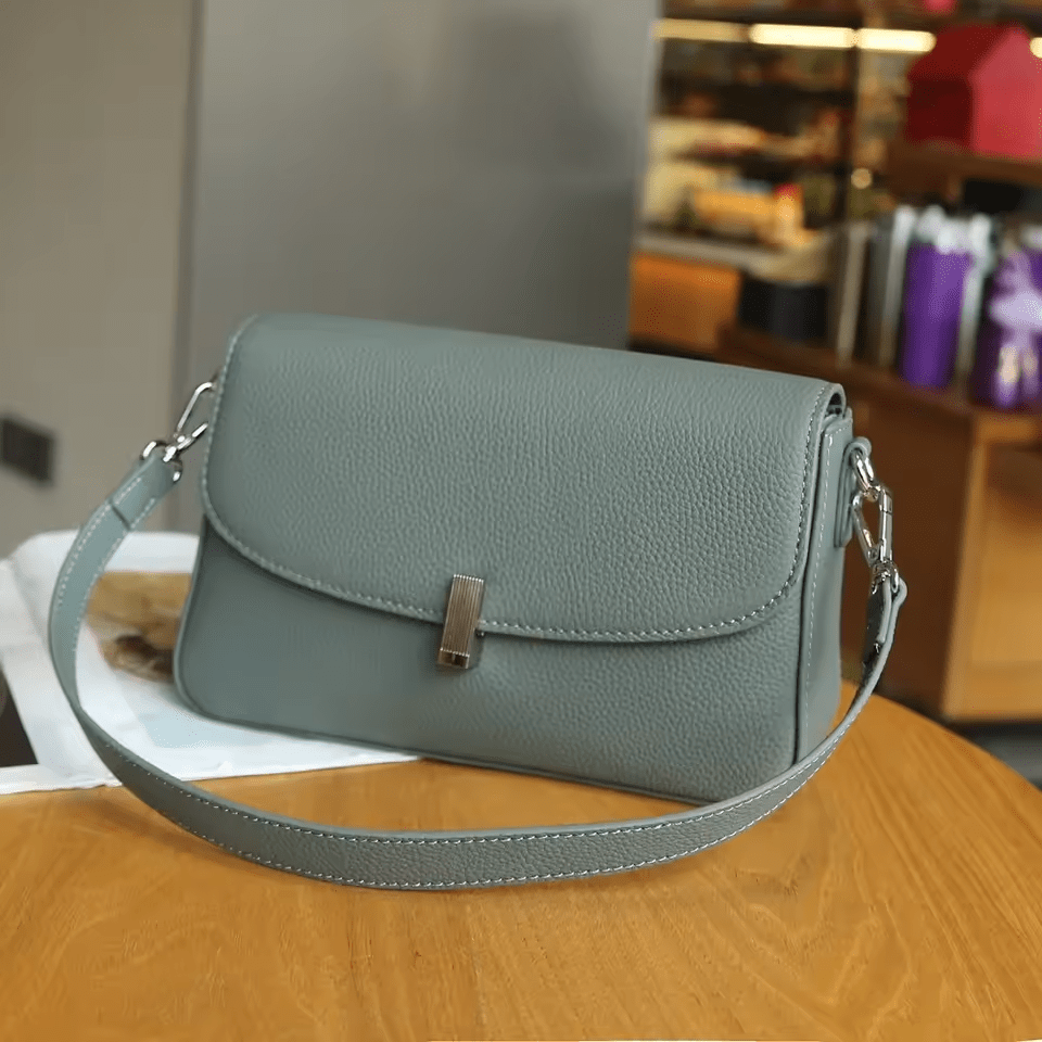 Borsa Maestria in Pelle | Borsa Sottobraccio Quadrata Piccola, Cuoio, Chiusura Zip