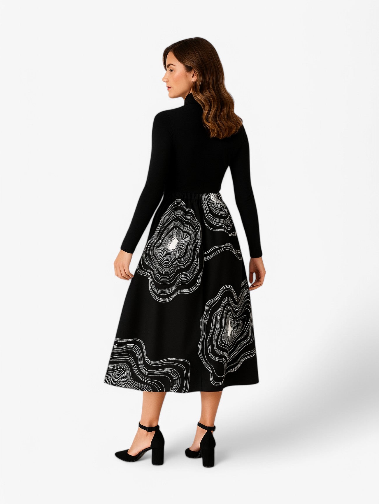 Gonna Midi A-line | Alta Vita | Stampa Astratta