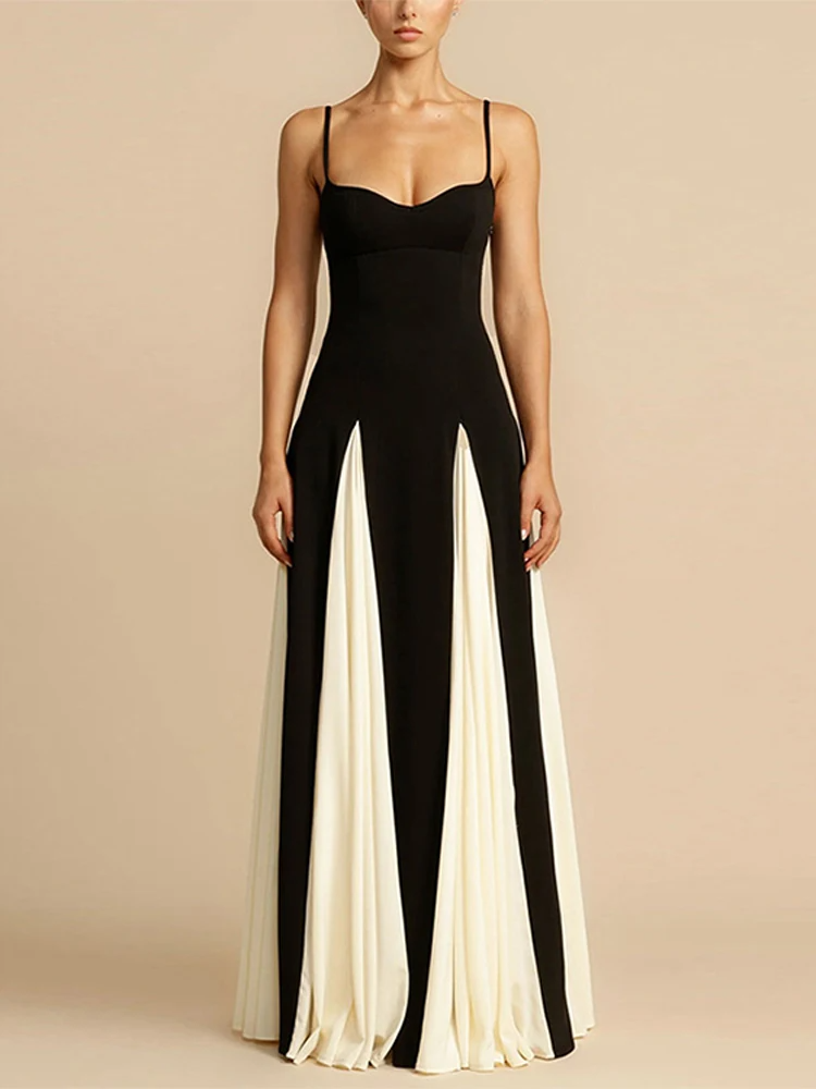 Abito Maxi Angélique | Due Tonalità Fit and Flare, Spaghetti Straps
