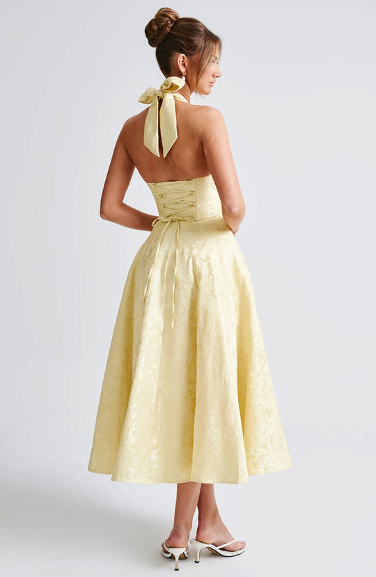 Abito Midi Satinato | Collo alla Halters, Silhouette A-Line