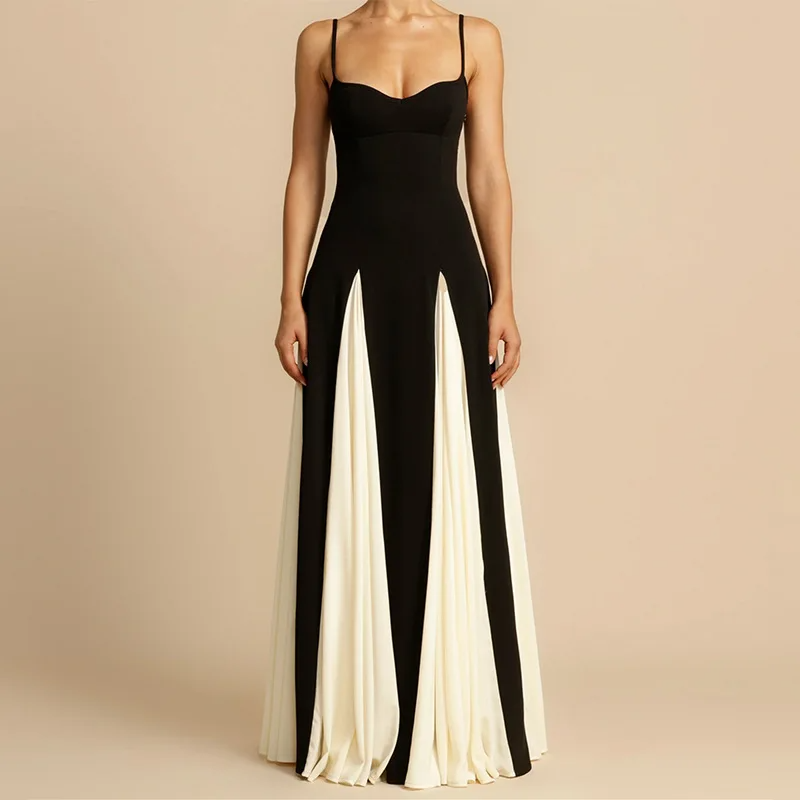 Abito Maxi Angélique | Due Tonalità Fit and Flare, Spaghetti Straps