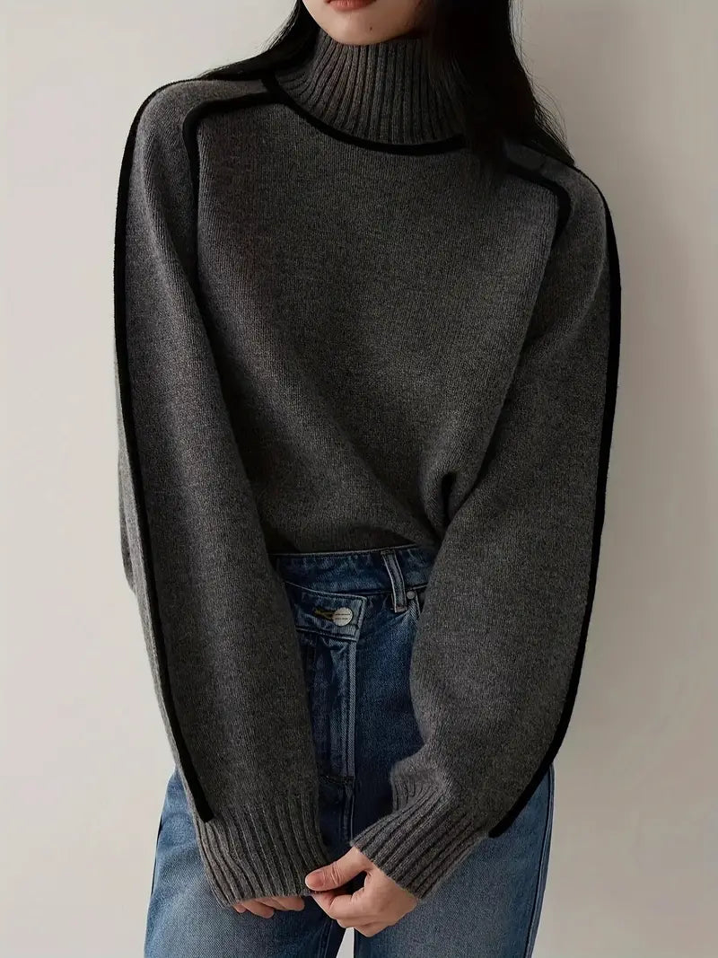 Maglione Collo Alto Misto Lana | Dettaglio Contrasto | Fit Comodo