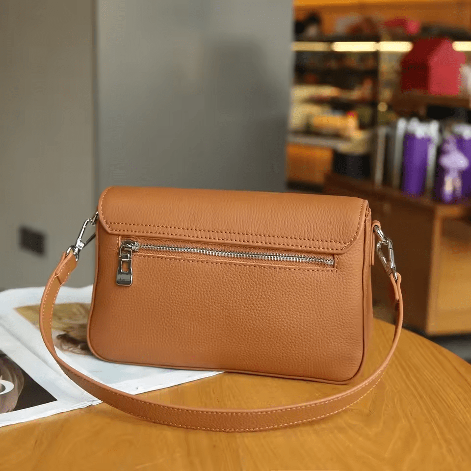 Borsa Maestria in Pelle | Borsa Sottobraccio Quadrata Piccola, Cuoio, Chiusura Zip