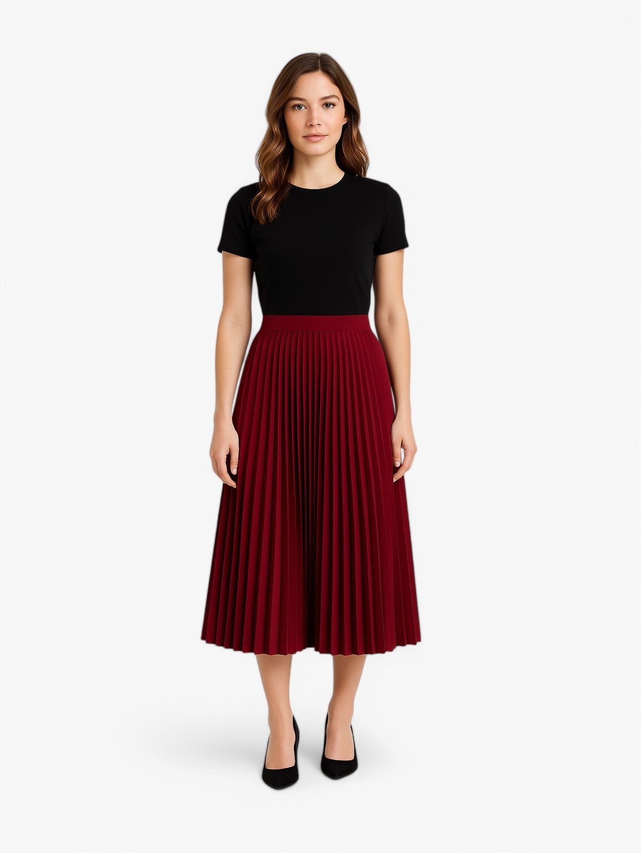 Gonna Midi Plissettata | Vita Alta | Silhouette A-line Fluttuante