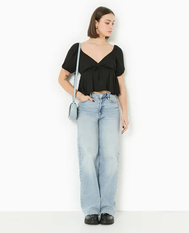 Blusa Peplum | Maniche a Volantino | Scollo a V | Top Estivo Leggero