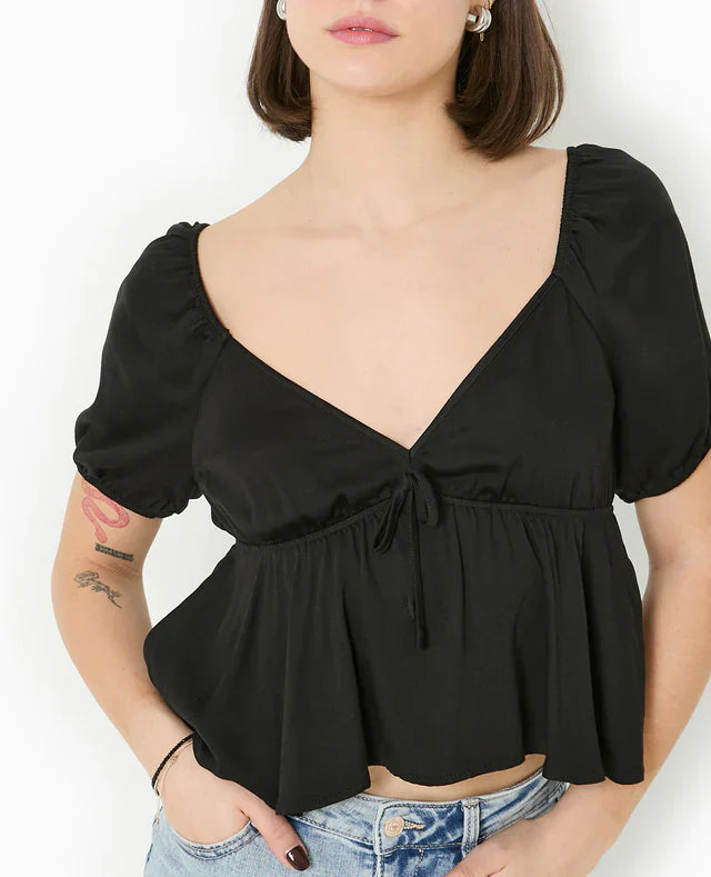 Blusa Peplum | Maniche a Volantino | Scollo a V | Top Estivo Leggero