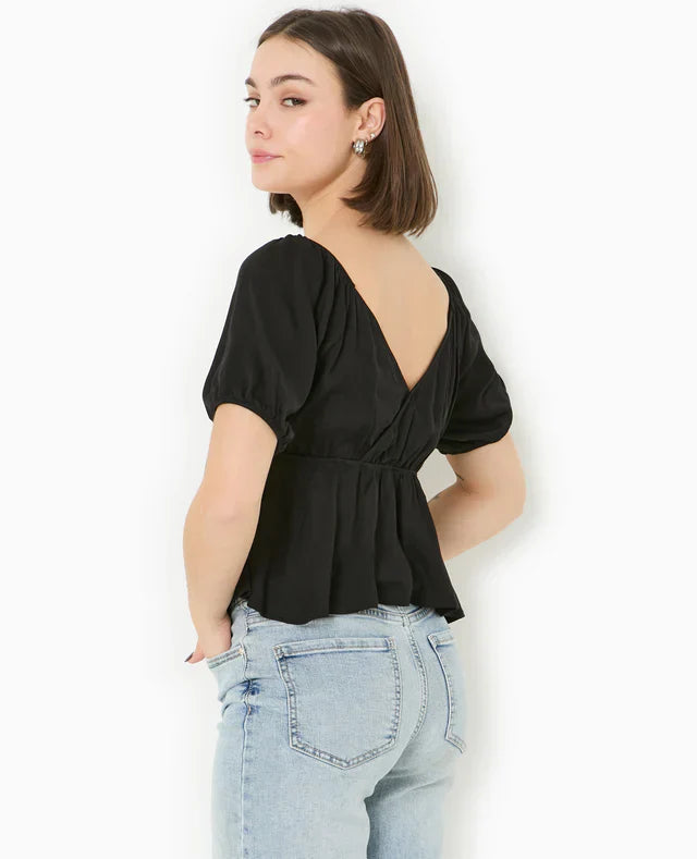 Blusa Peplum | Maniche a Volantino | Scollo a V | Top Estivo Leggero