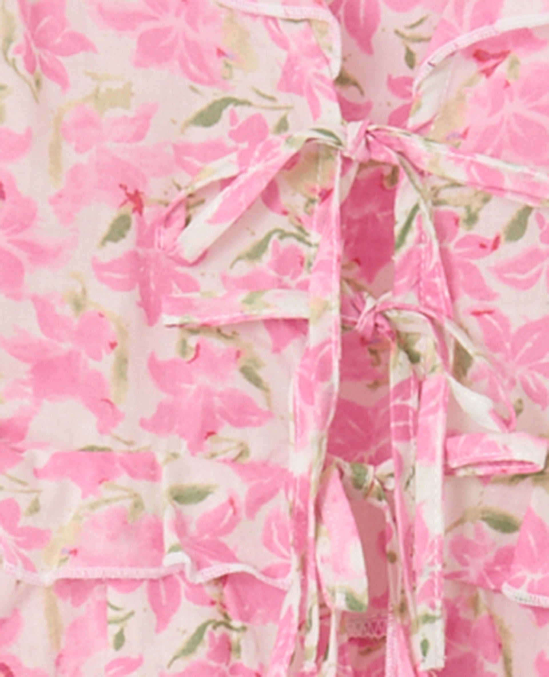 Blusa Floreale Luminosa | Scollo a V Ruffled | Maniche a Palloncino