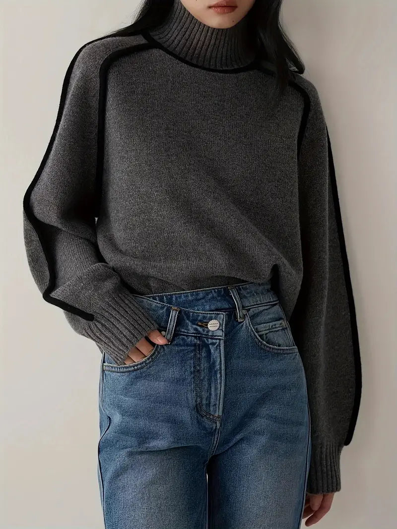 Maglione Collo Alto Misto Lana | Dettaglio Contrasto | Fit Comodo