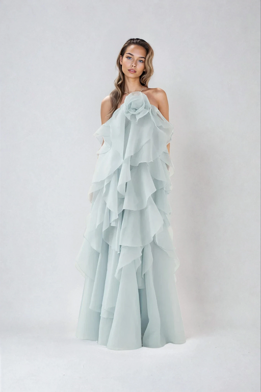 Abito Livora Maxi Ruffled | Halterneck | Chiffon Strato