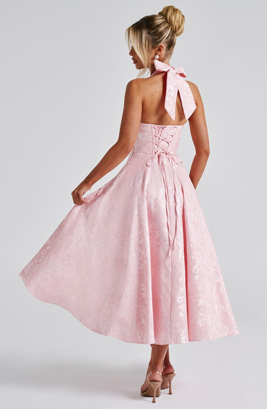 Abito Midi Satinato | Collo alla Halters, Silhouette A-Line