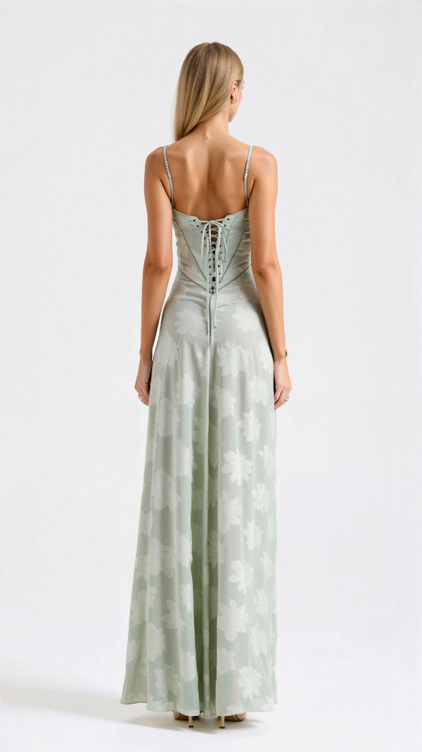 Abito Naya Pizzo Maxi | Sovrapposizione Trasparente | Spaghetti Straps
