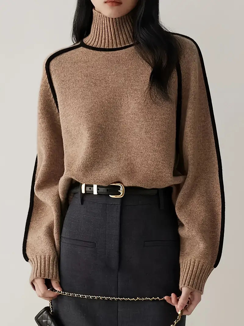 Maglione Collo Alto Misto Lana | Dettaglio Contrasto | Fit Comodo