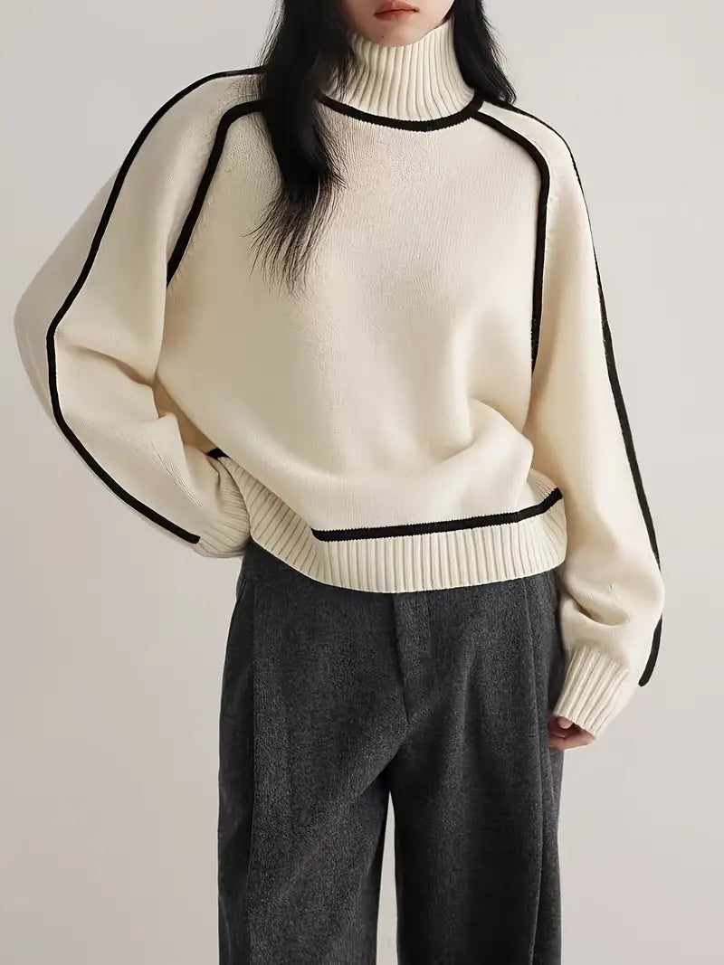 Maglione Collo Alto Misto Lana | Dettaglio Contrasto | Fit Comodo