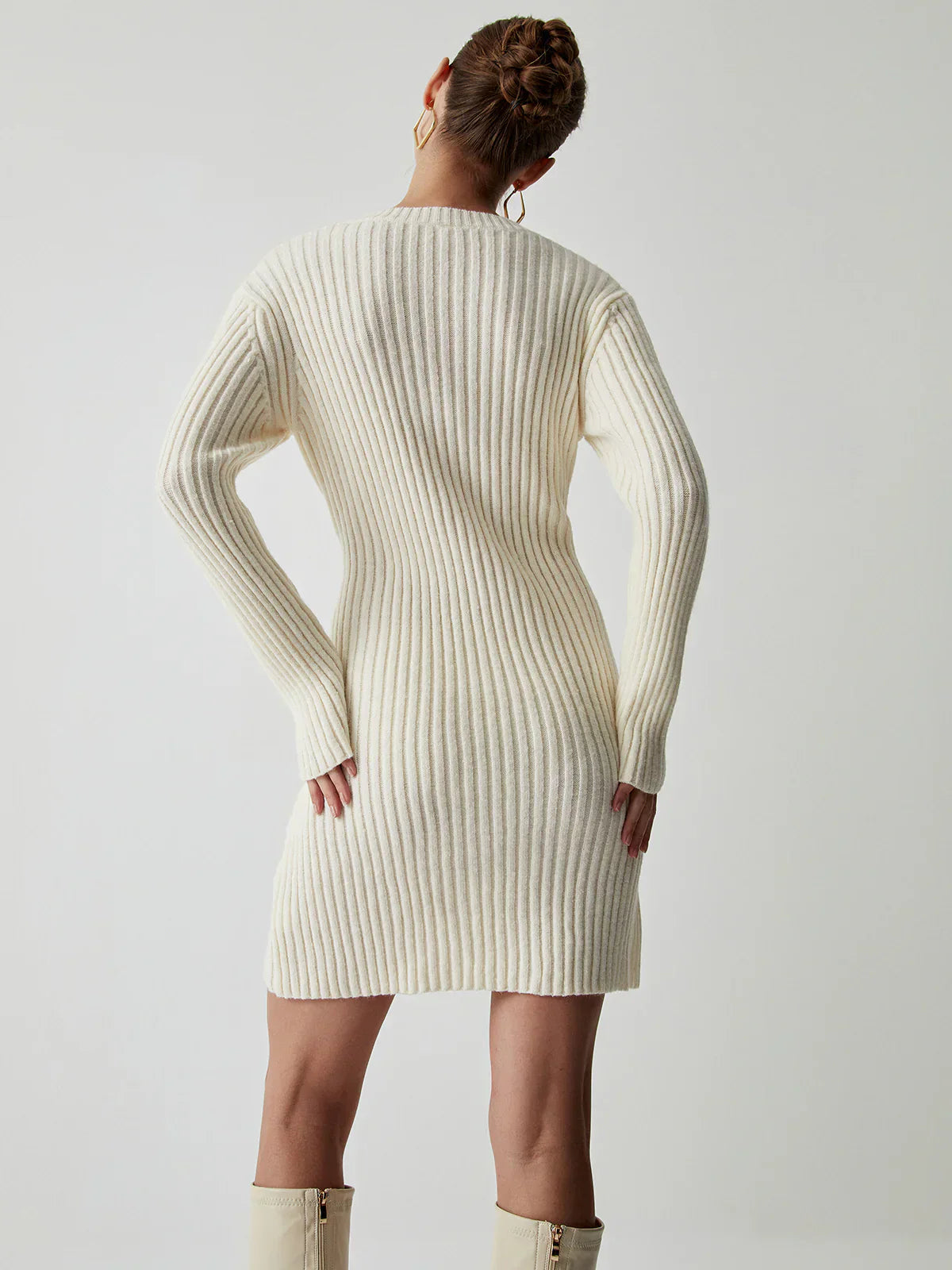 Abito Maglia Ribbed | Maniche Lunghe | Slim Fit Mini