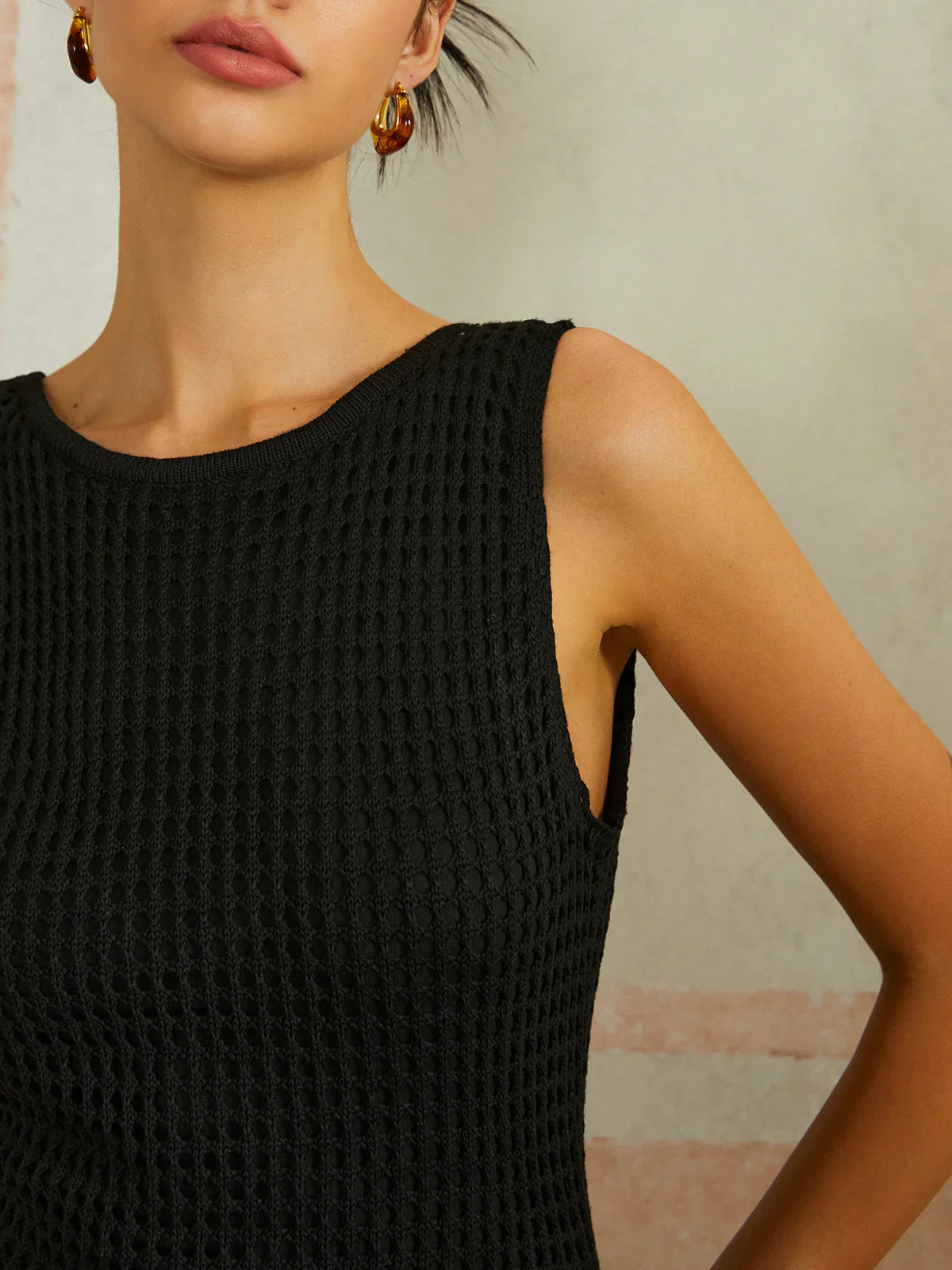Abito Ombra Senza Maniche in Maglia | Dettaglio Senza Schiena | Fessura Laterale