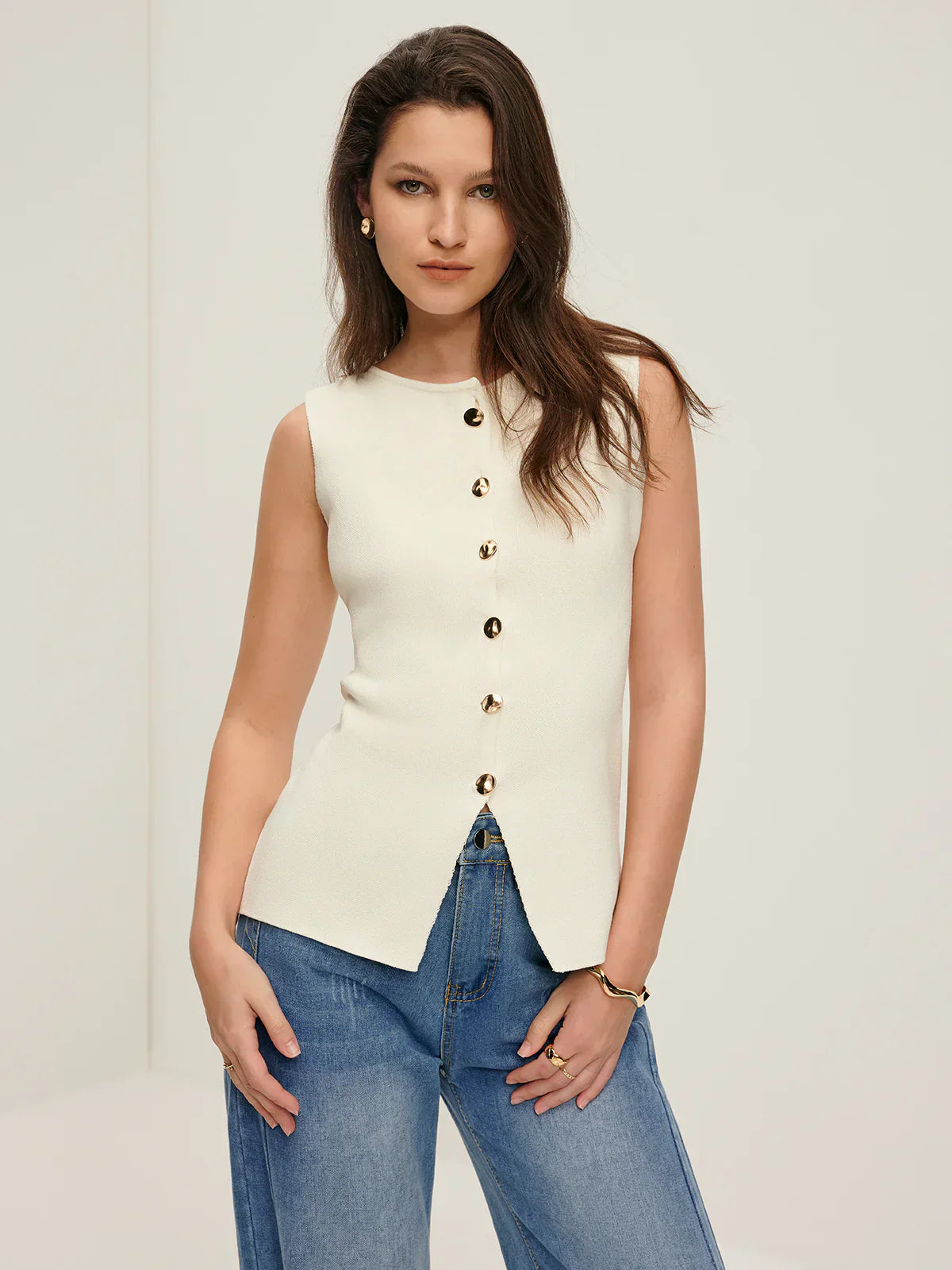 Gilet Maestria in Maglia | Con Bottoni | Orlo Sfalsato