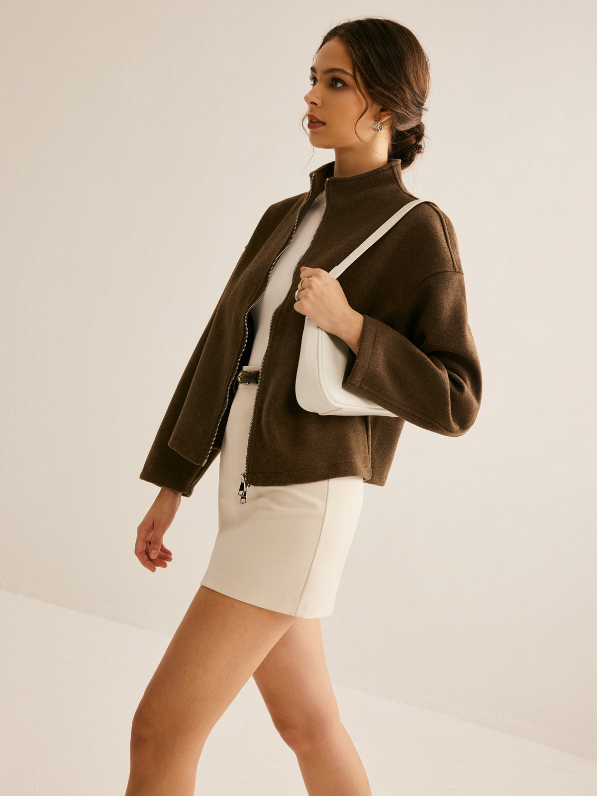 Giacca Cropped Collo Alto | Silhouette Cropped | Casual Elegante